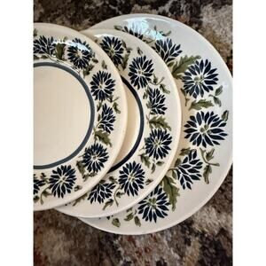 Vtg Lot 3Pc ROYAL CHINA CHRYSANTHEMUMS Blue Flower Bowl/ Dinner &salad plate